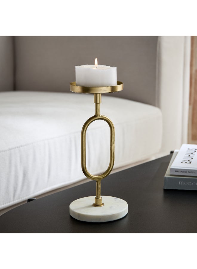 Home Box Blake Metal Candle Stand with Marble Base - 10x10x22 cm - Image 1